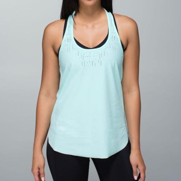 LULULEMON Aquamarine Blue Water Bound Singlet Active Run Strappy Tank Top Size 2 - Picture 10 of 11